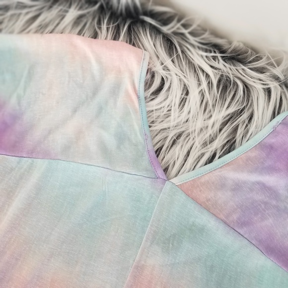 Lightweight Slub Knit Spring Top Tie Dye Dolman Top Pastel Tops - Picture 9 of 9